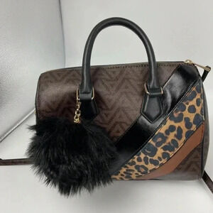 ALDO Black Faux Fur Pom Pom Keychain